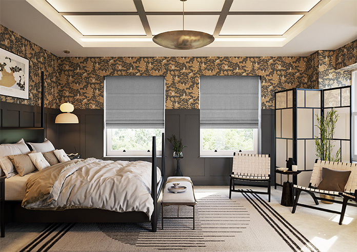 Roslin (Blackout), Koala Grey - Motorised Roman Blind - Image 8